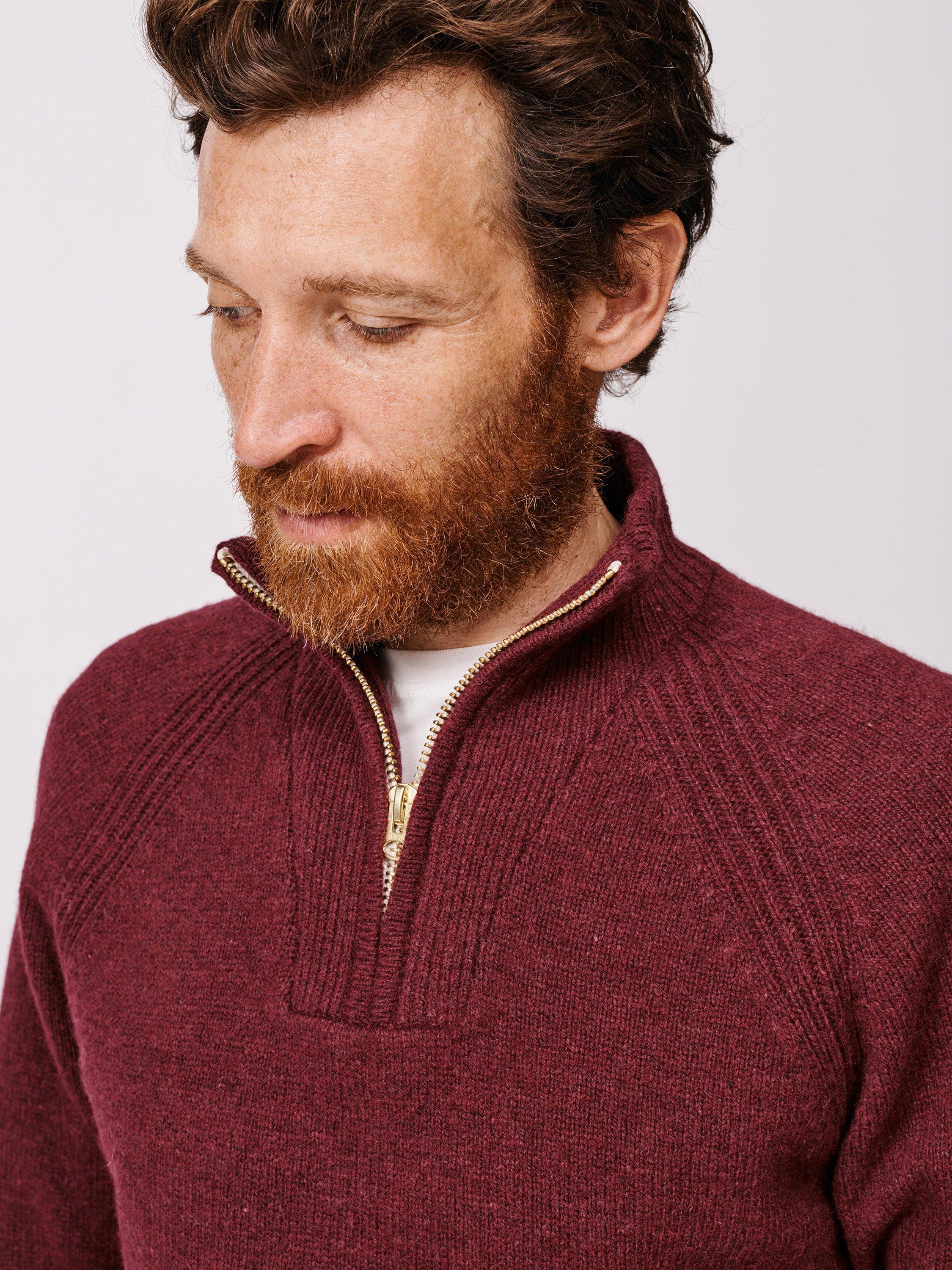Product image 4 of 7, which shows Aubin Pelham Wool Blend Zip-Neck Jumper, Port, S