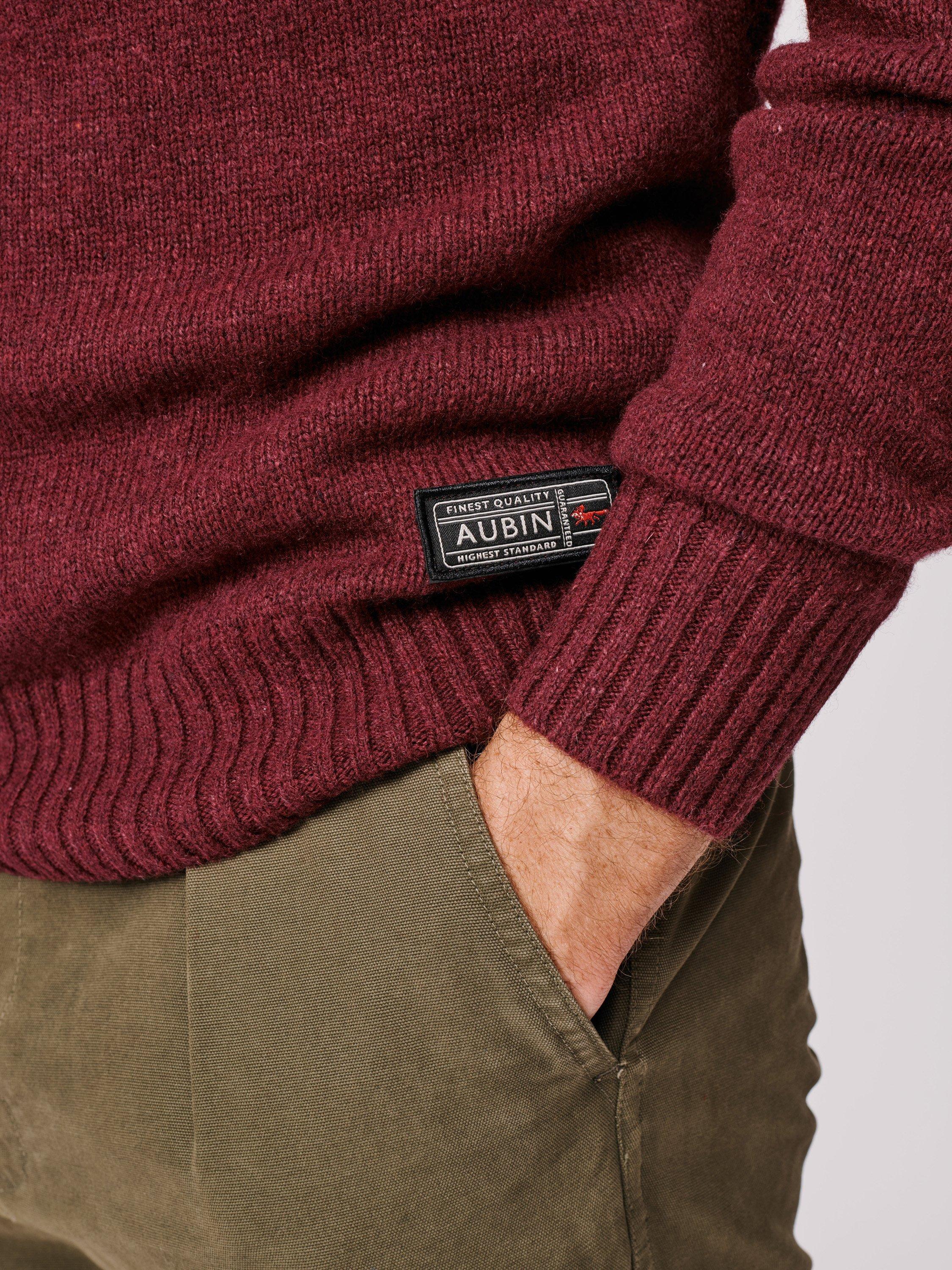 Product image 5 of 7, which shows Aubin Pelham Wool Blend Zip-Neck Jumper, Port, S