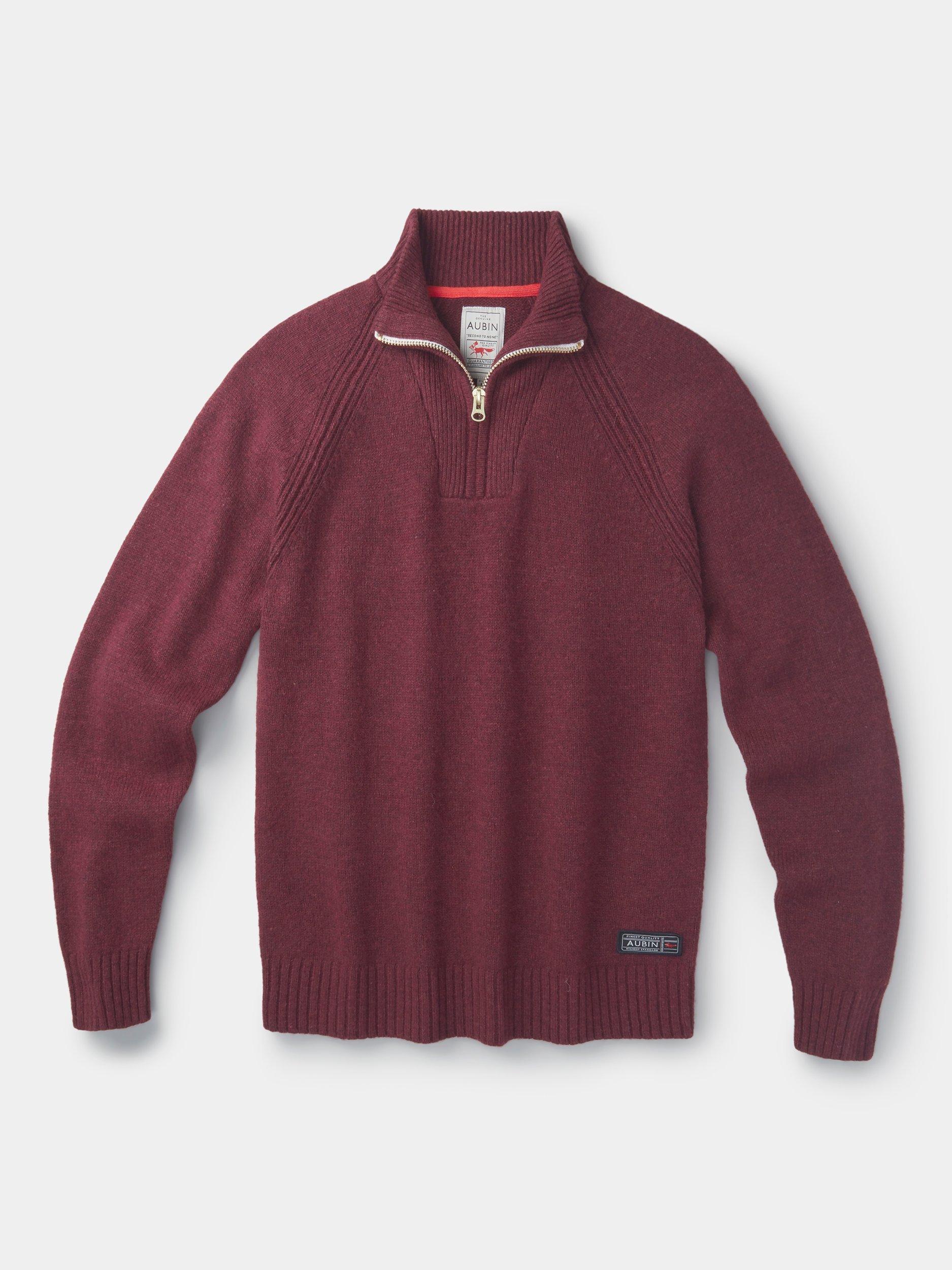 Product image 7 of 7, which shows Aubin Pelham Wool Blend Zip-Neck Jumper, Port, S