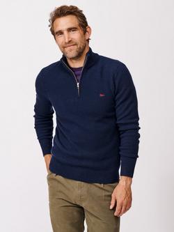Aubin Pepper Wool Zip Neck Jumper, Navy
