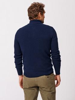 Aubin Pepper Wool Zip Neck Jumper - view 2, Navy
