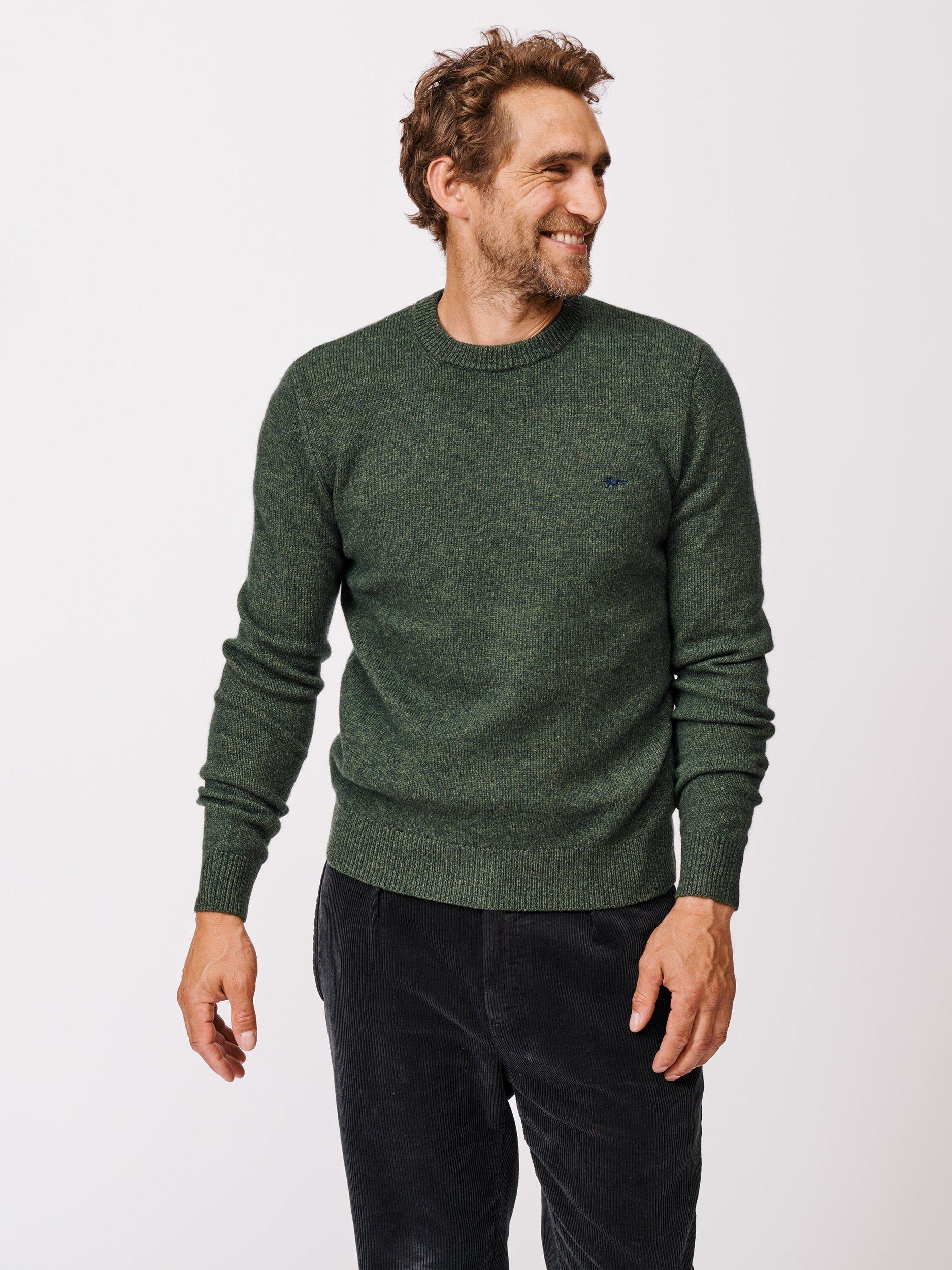Product image 1 of 5, which shows Aubin Phillips Wool Blend Crew Neck Jumper, Khaki, S