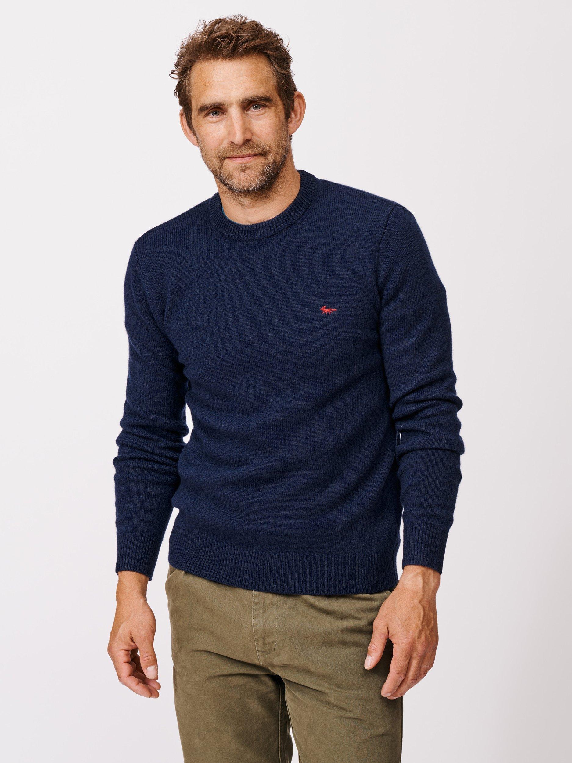 Product image 1 of 6, which shows Aubin Phillips Wool Blend Crew Neck Jumper, Navy, S