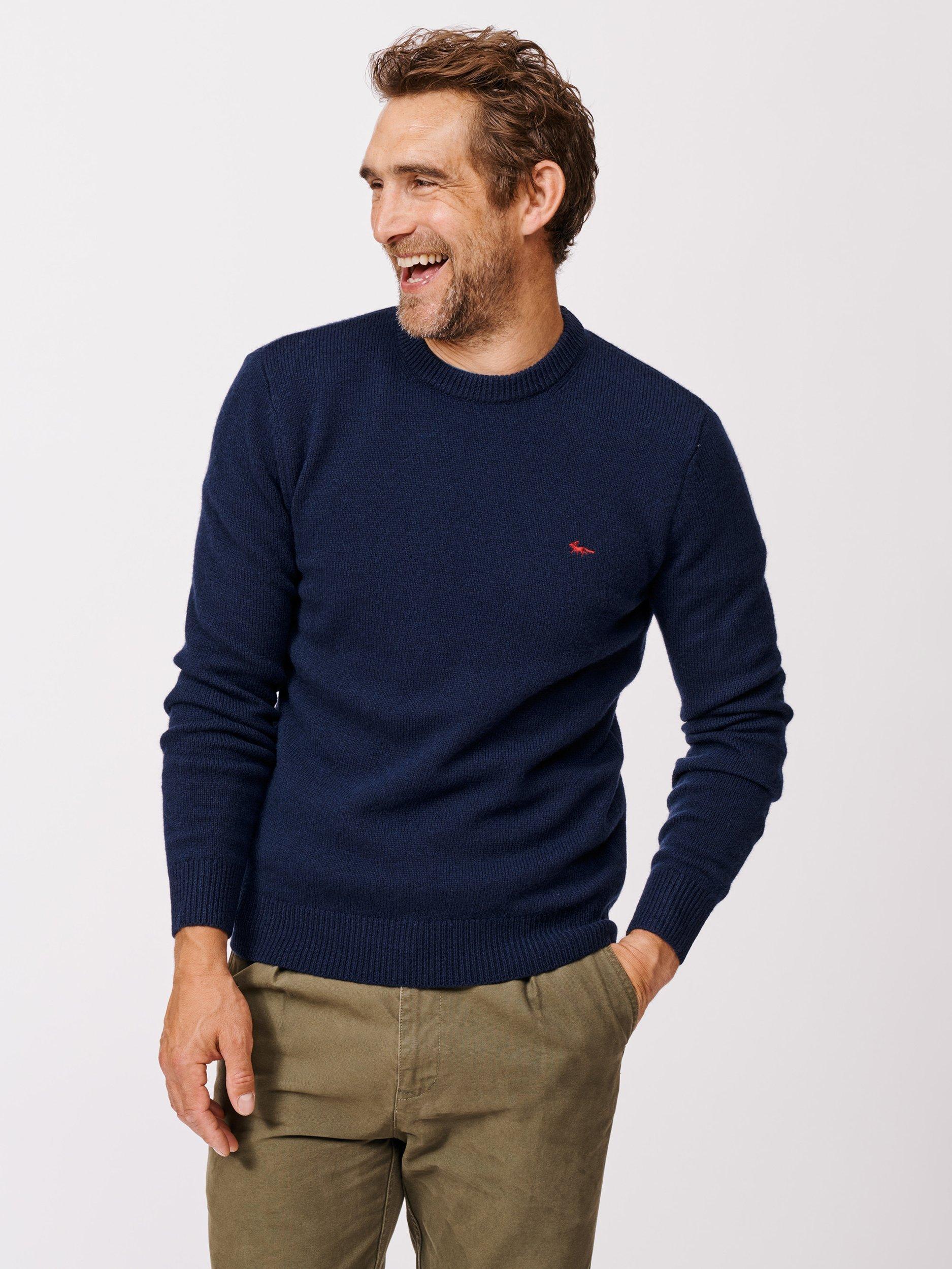 Product image 4 of 6, which shows Aubin Phillips Wool Blend Crew Neck Jumper, Navy, S