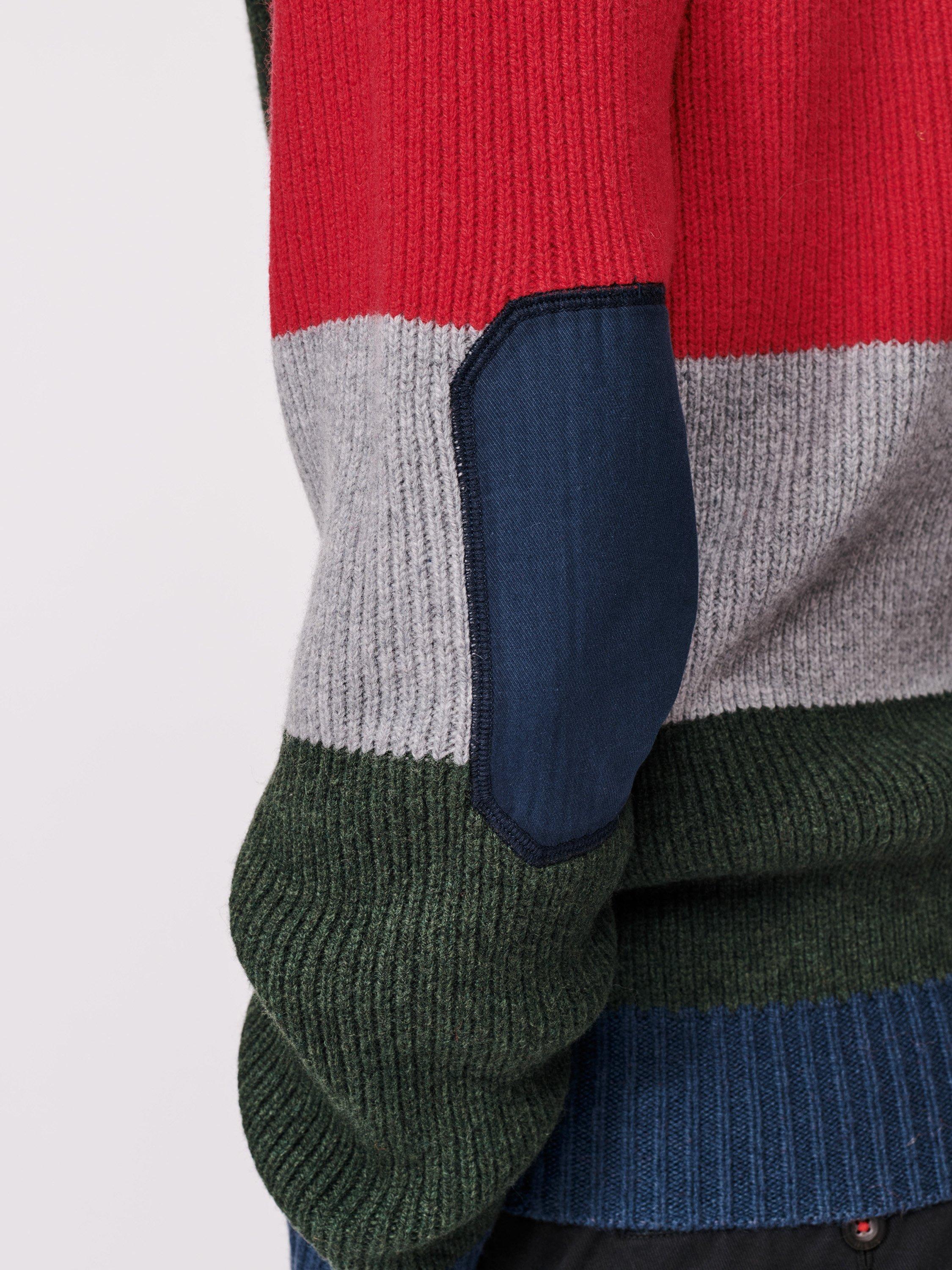 Product image 4 of 6, which shows Aubin Pitt Block Stripe Wool Crew Neck Jumper, Grey/Multi, M