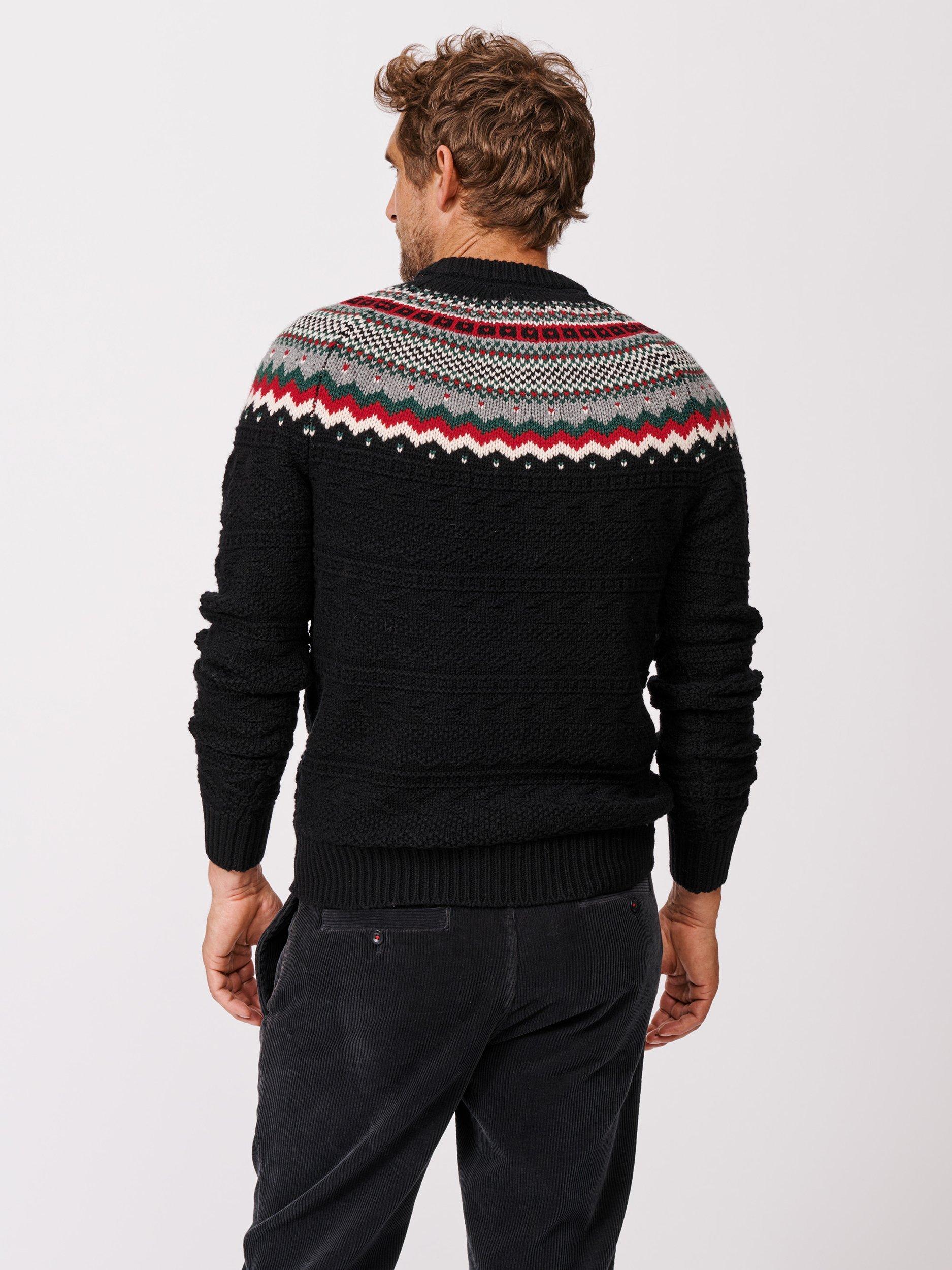 Product image 2 of 6, which shows Aubin Placement Fair Isle Wool Jumper, Black, L