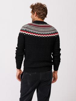 Aubin Placement Fair Isle Wool Jumper, Black - view 2, Black