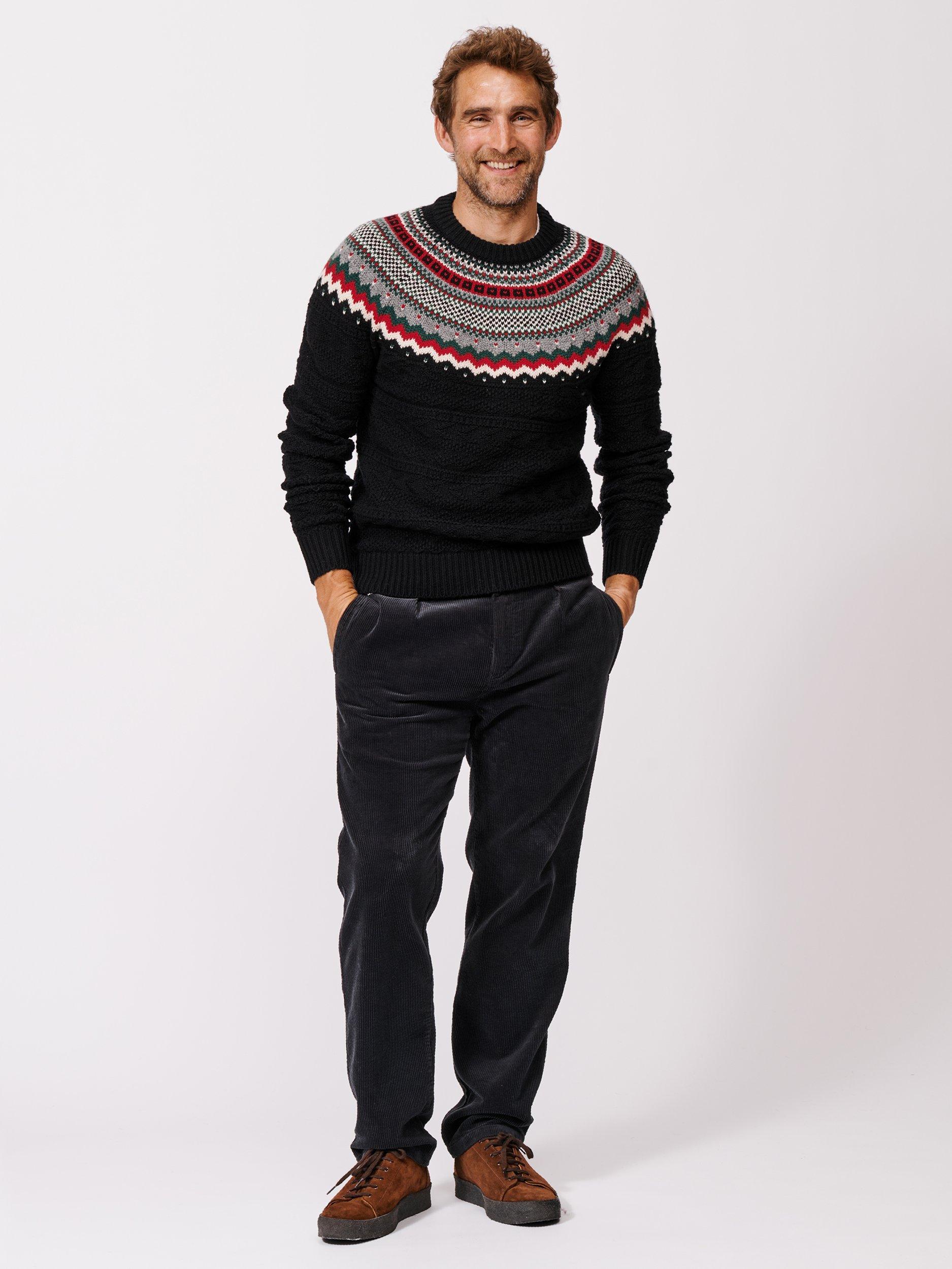 Product image 3 of 6, which shows Aubin Placement Fair Isle Wool Jumper, Black, L