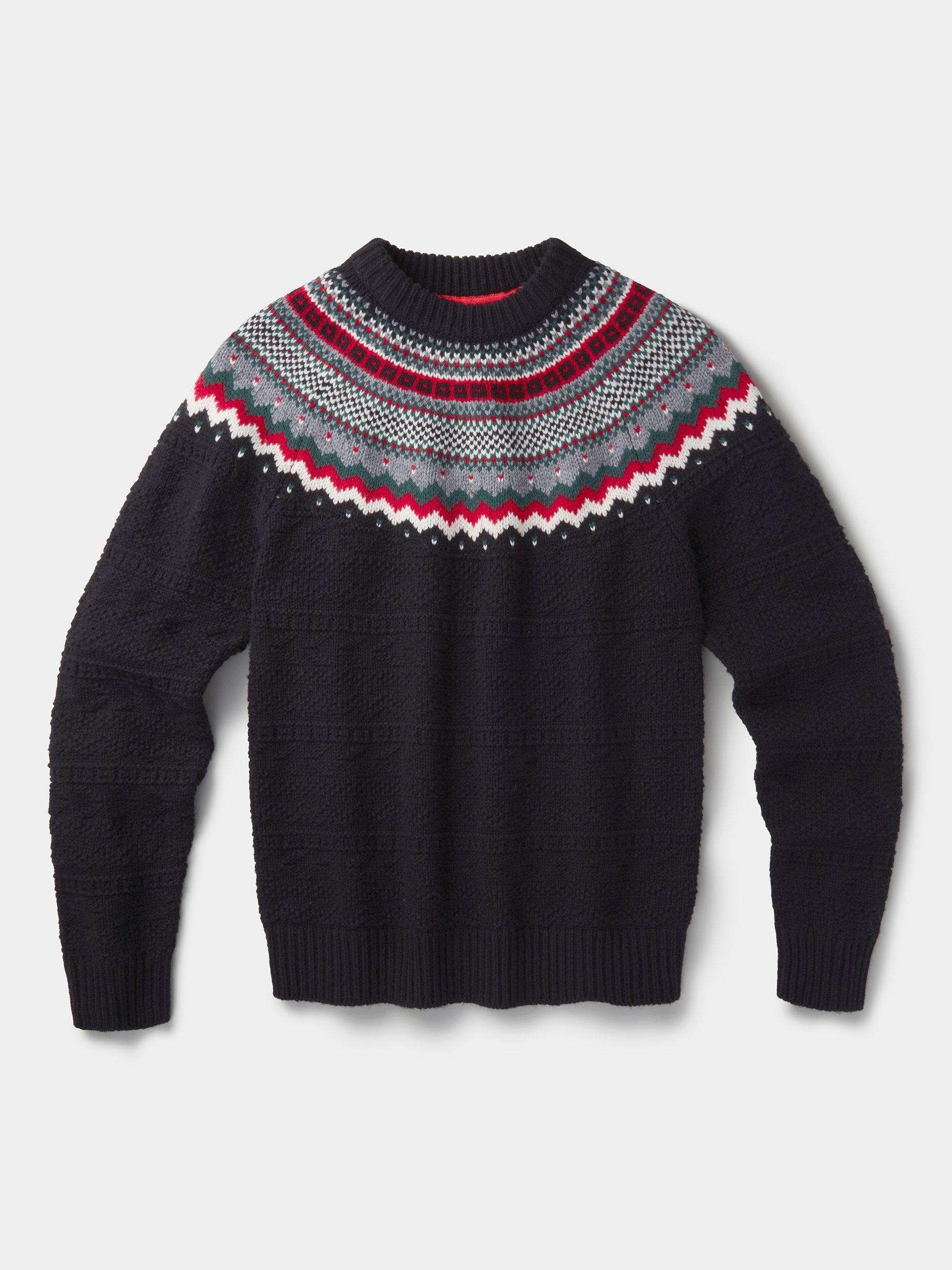Product image 6 of 6, which shows Aubin Placement Fair Isle Wool Jumper, Black, L