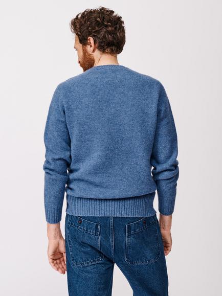 Aubin Prestwick Wool Crew Jumper - view 2, Mid Blue