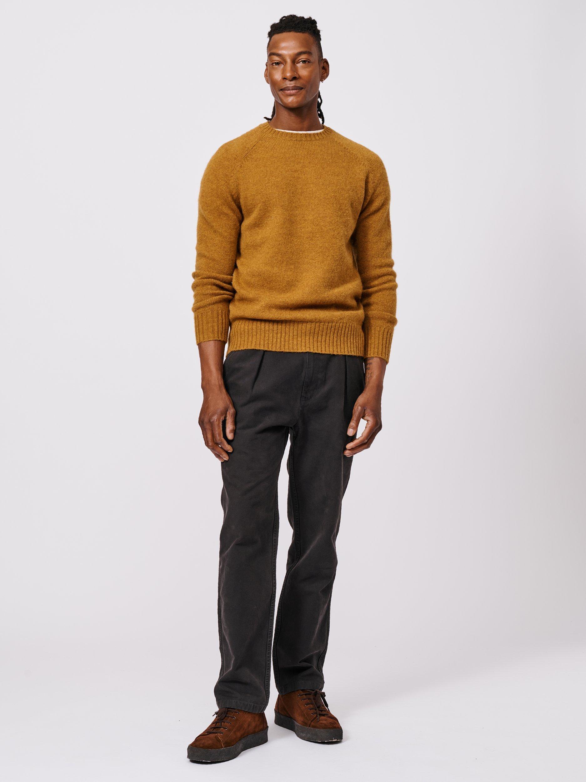 Product image 3 of 11, which shows Aubin Prestwick Wool Crew Jumper, Dark Gold, S