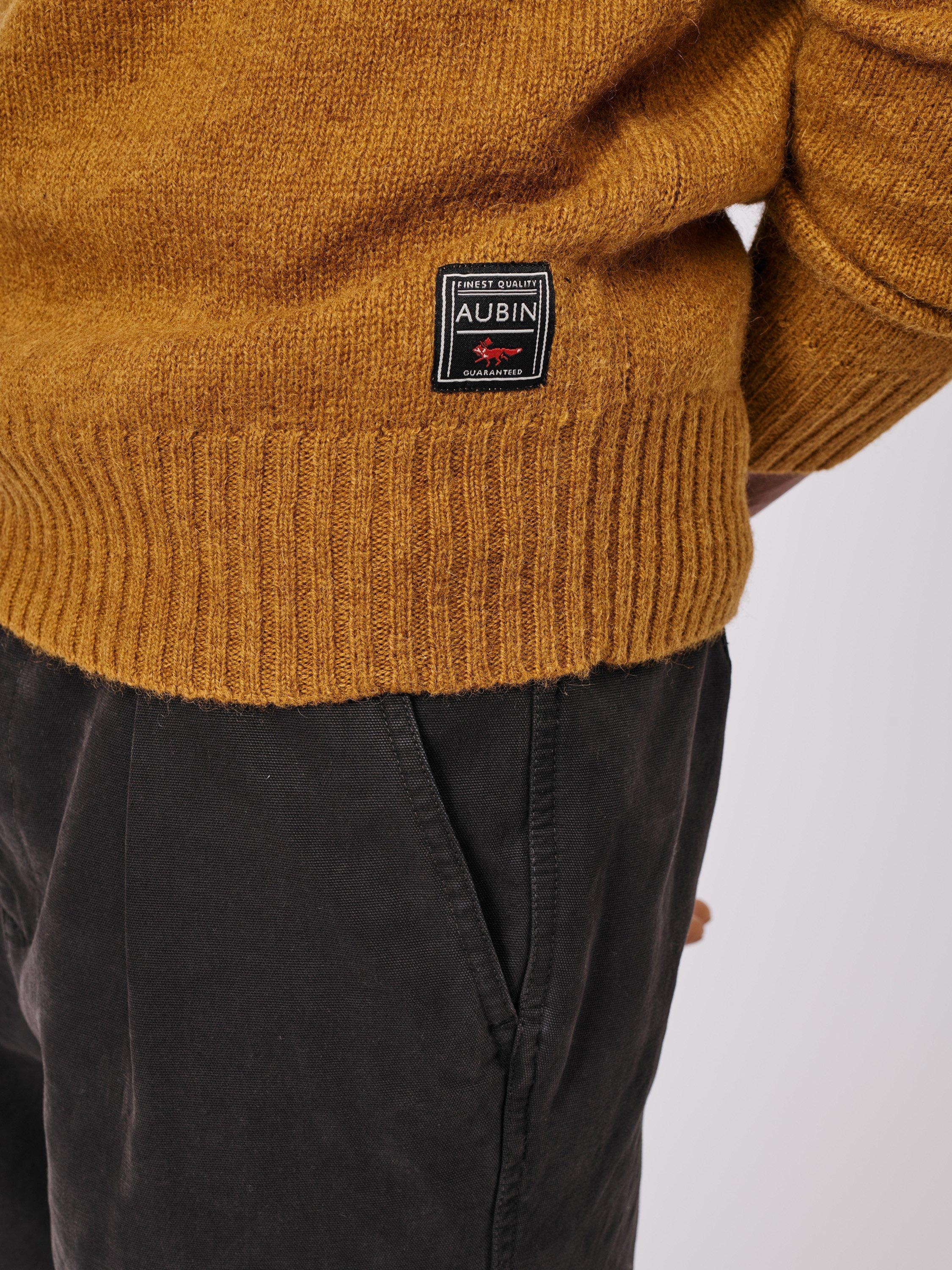 Product image 4 of 11, which shows Aubin Prestwick Wool Crew Jumper, Dark Gold, S
