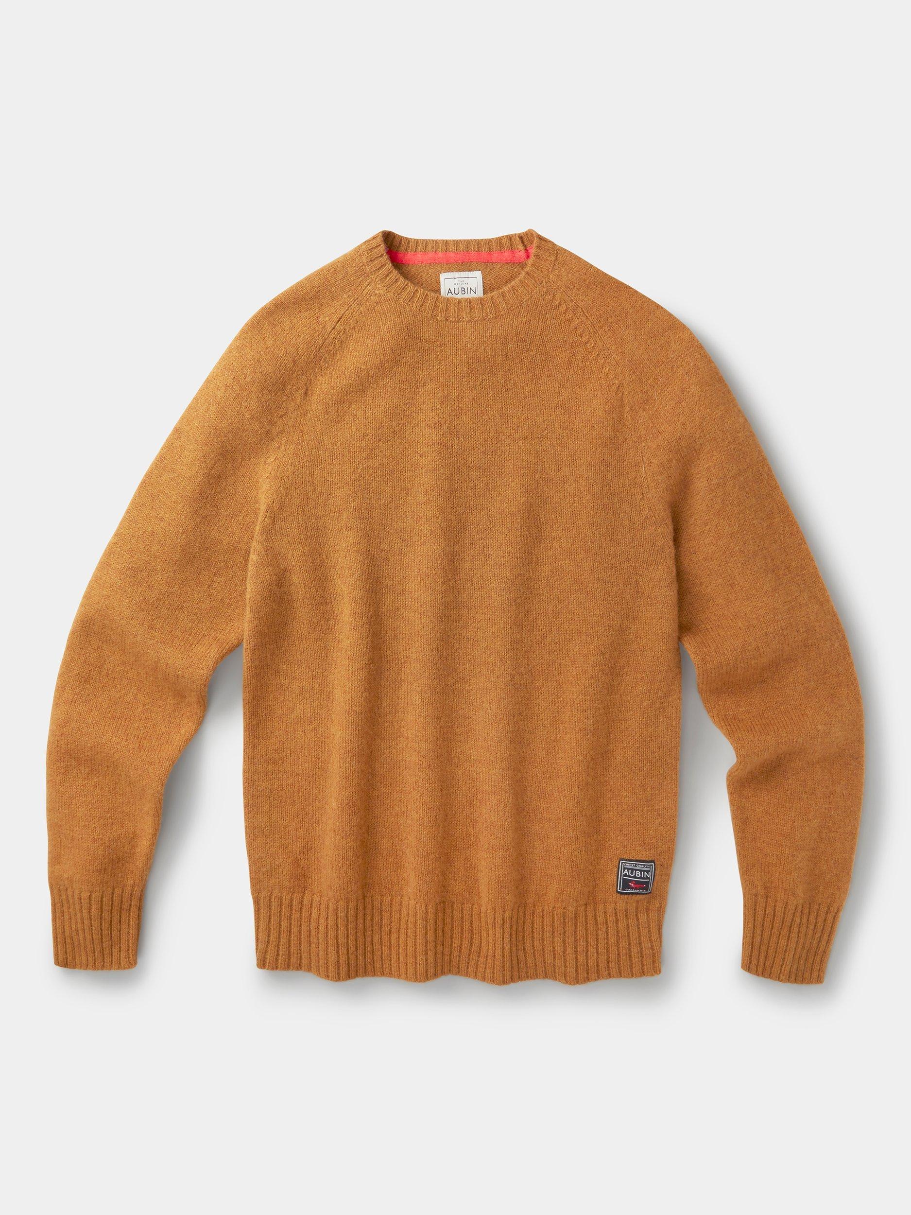 Product image 5 of 11, which shows Aubin Prestwick Wool Crew Jumper, Dark Gold, S