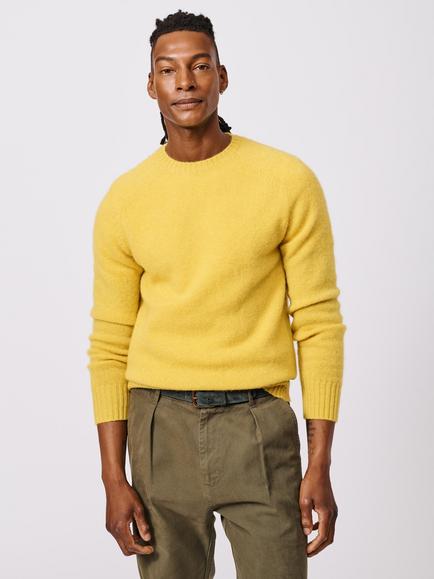 Aubin Prestwick Wool Crew Jumper, Yellow
