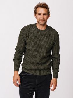 Aubin Ray Ribbed Wool Blend Jumper, Dark Khaki