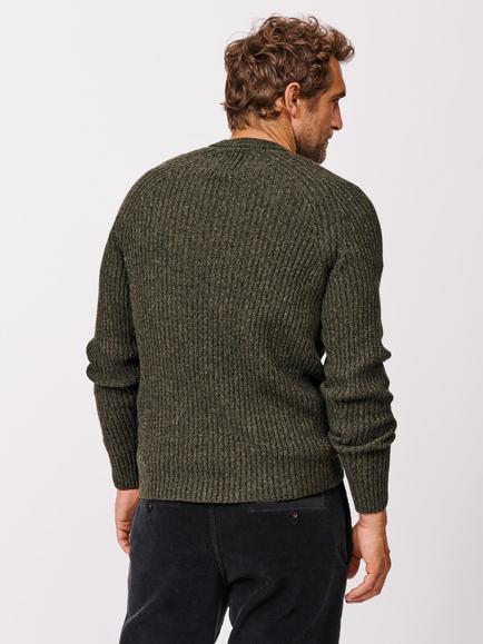 Aubin Ray Ribbed Wool Blend Jumper - view 2, Dark Khaki