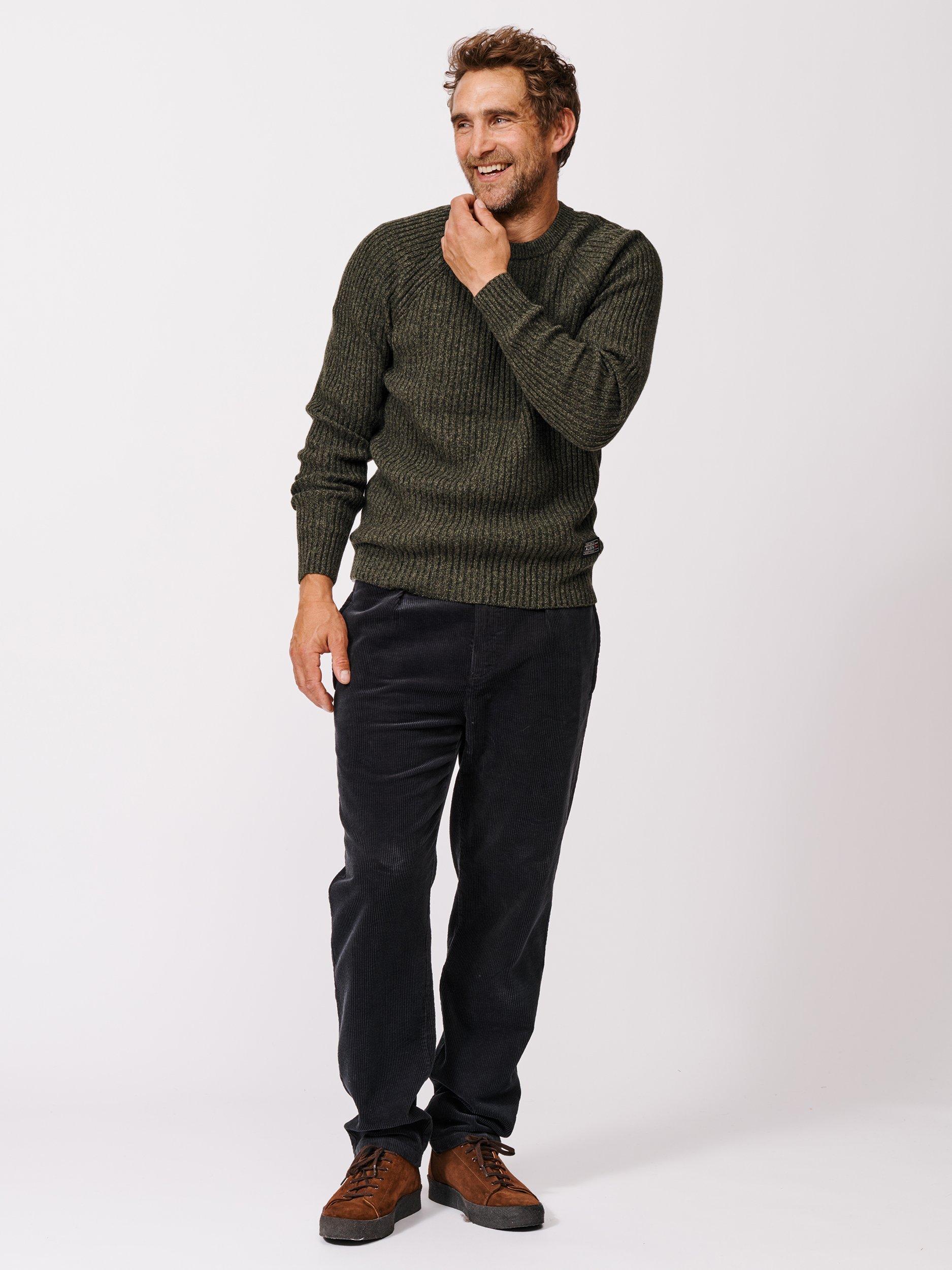 Product image 3 of 5, which shows Aubin Ray Ribbed Wool Blend Jumper, Dark Khaki, S