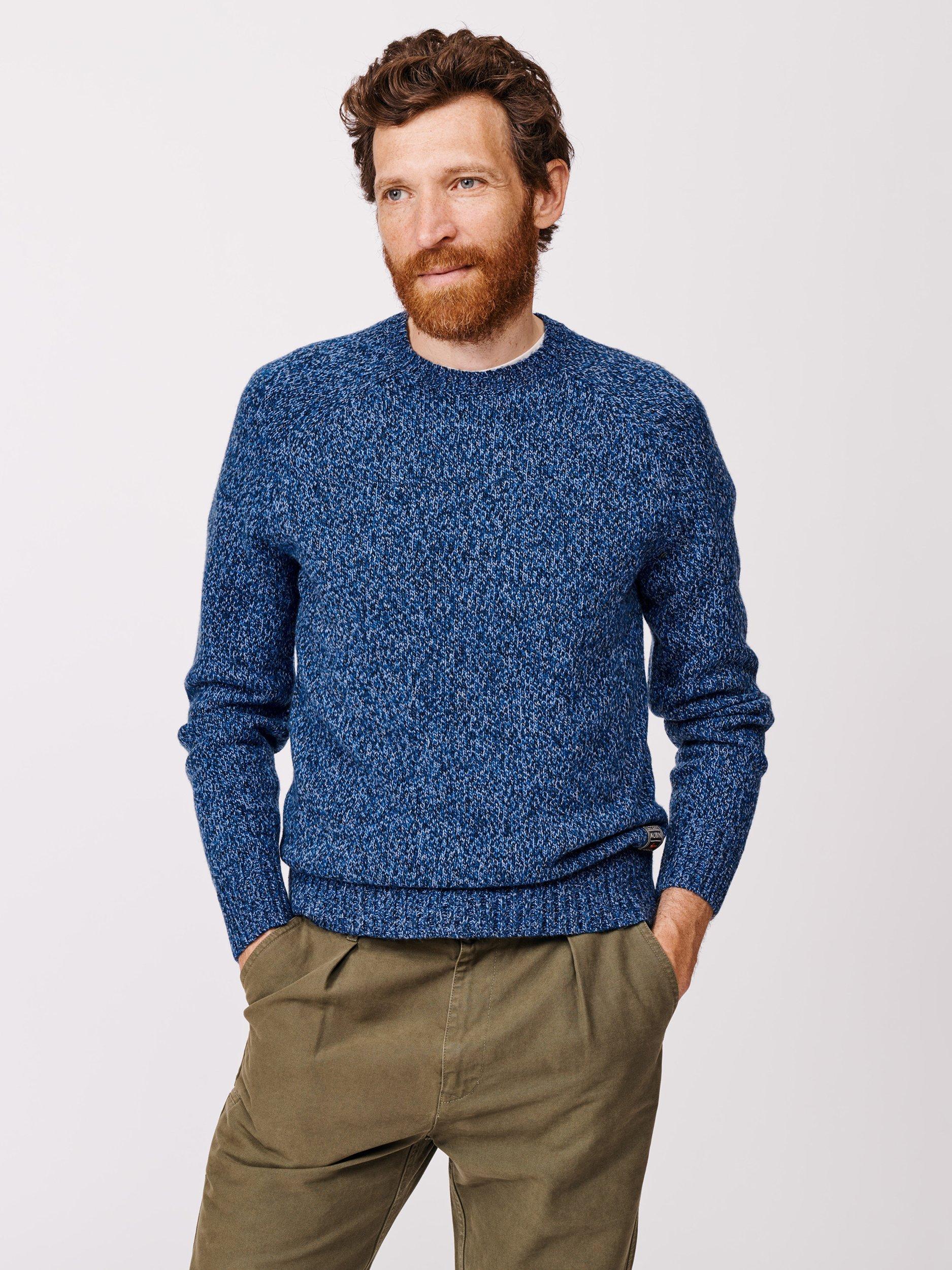 Product image 1 of 6, which shows Aubin Riply Twist Knit Wool Blend Jumper, Blue, S
