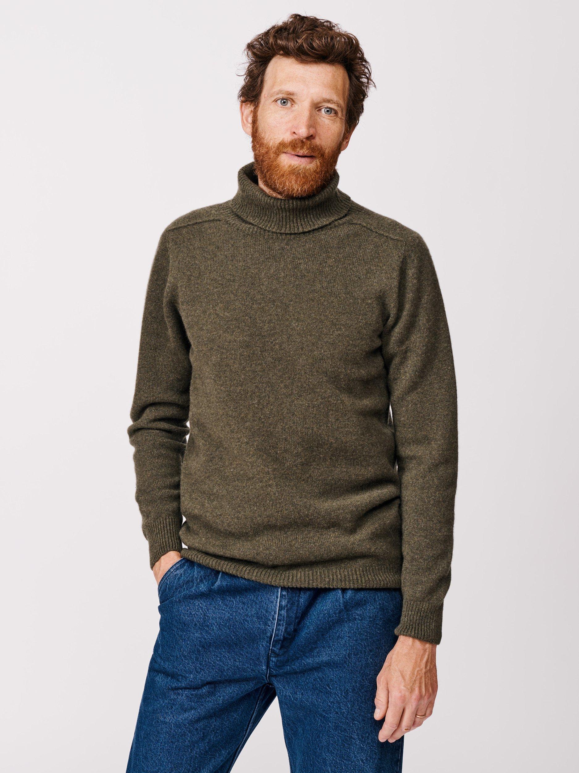 Product image 1 of 6, which shows Aubin Taylor Wool Roll Neck Jumper, Seaweed, L