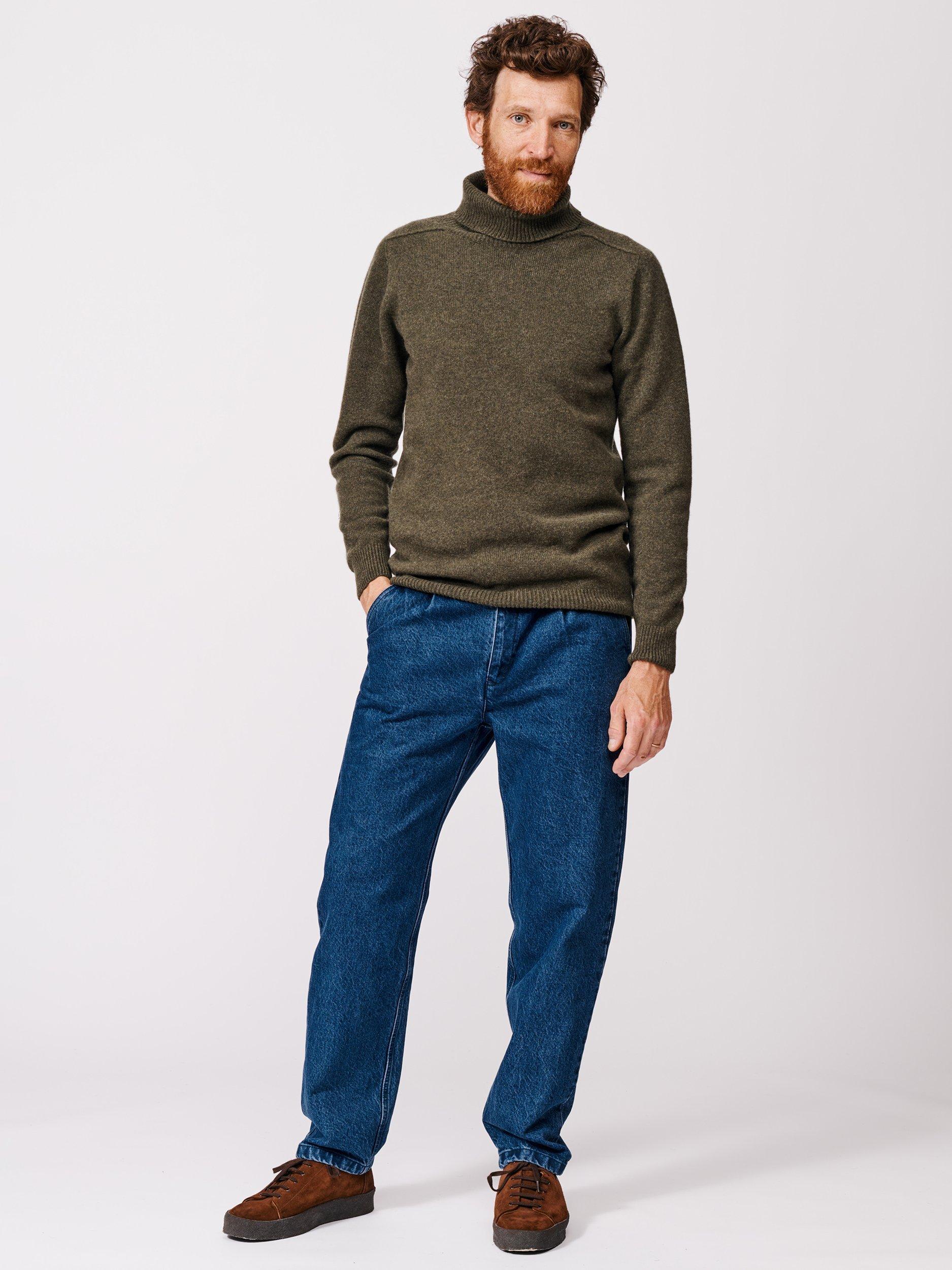 Product image 3 of 6, which shows Aubin Taylor Wool Roll Neck Jumper, Seaweed, L