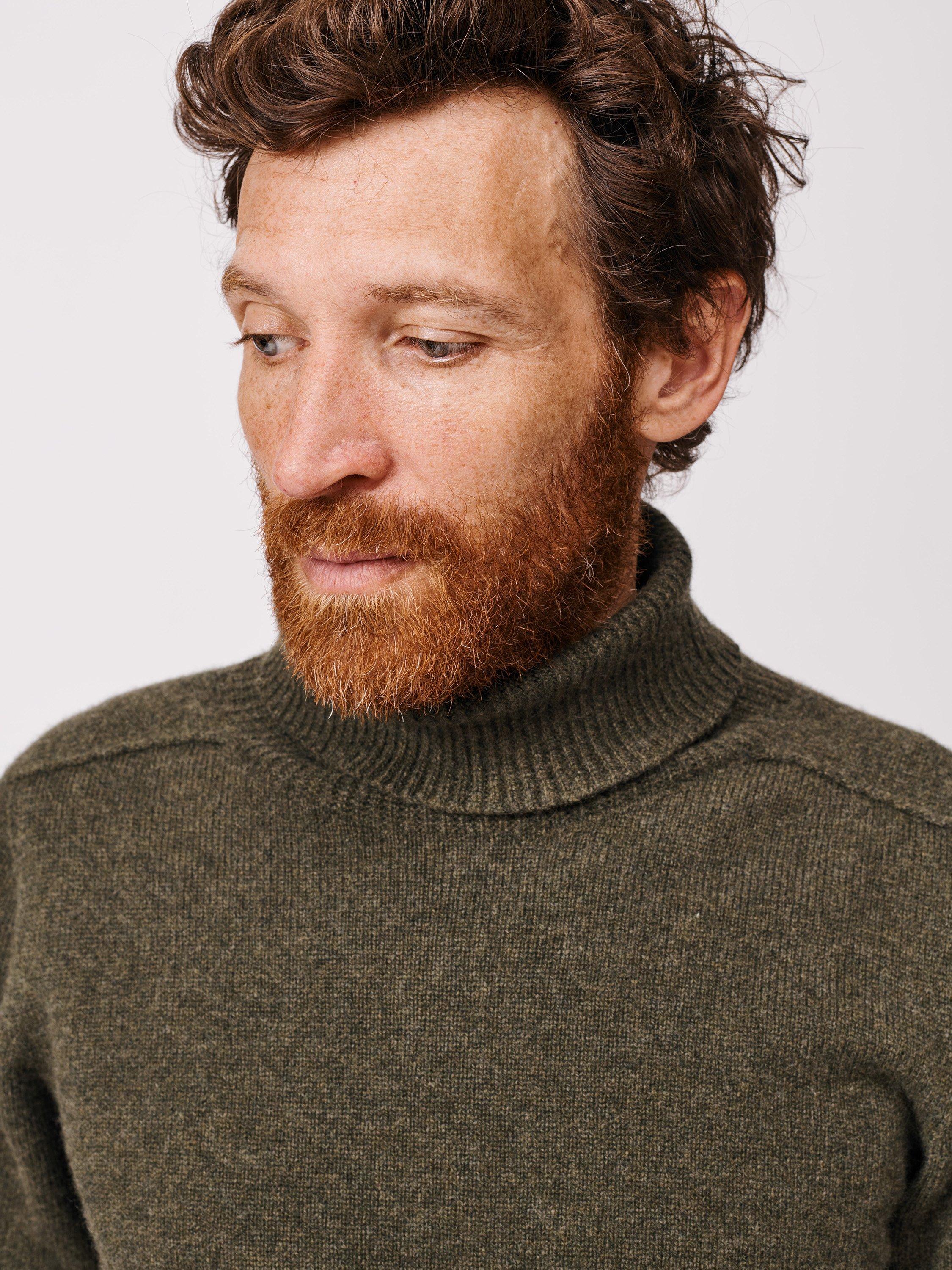 Product image 4 of 6, which shows Aubin Taylor Wool Roll Neck Jumper, Seaweed, L
