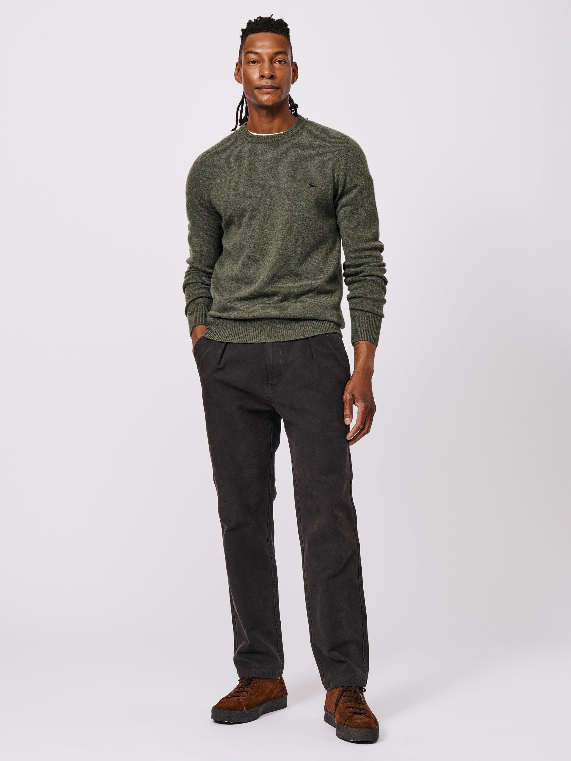 Product image 3 of 5, which shows Aubin Westbourne Crew Neck Merino Wool Jumper, Dark Khaki, S