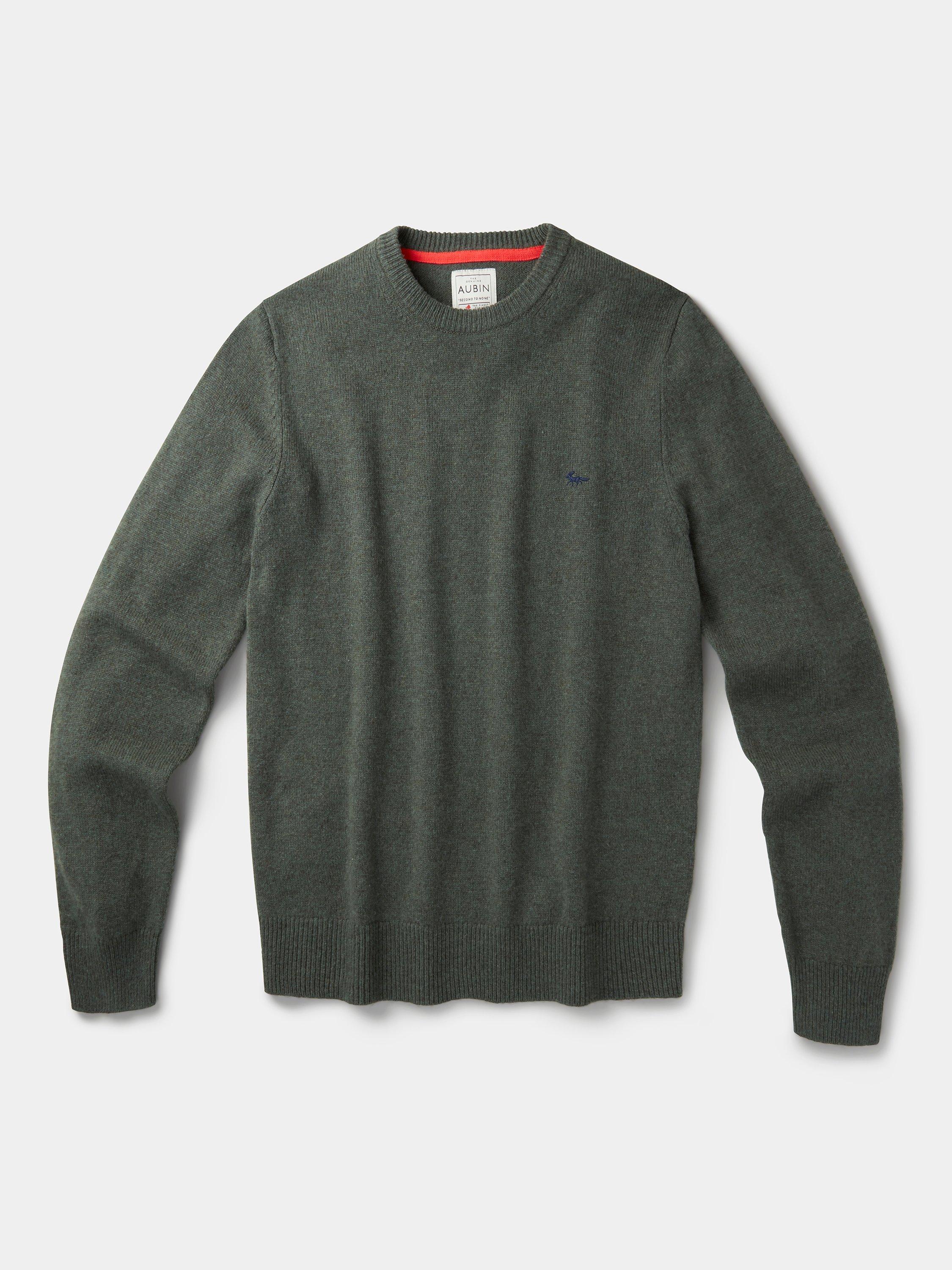 Product image 5 of 5, which shows Aubin Westbourne Crew Neck Merino Wool Jumper, Dark Khaki, S