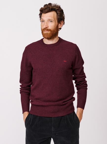 Aubin Westbourne Crew Neck Merino Wool Jumper, Port