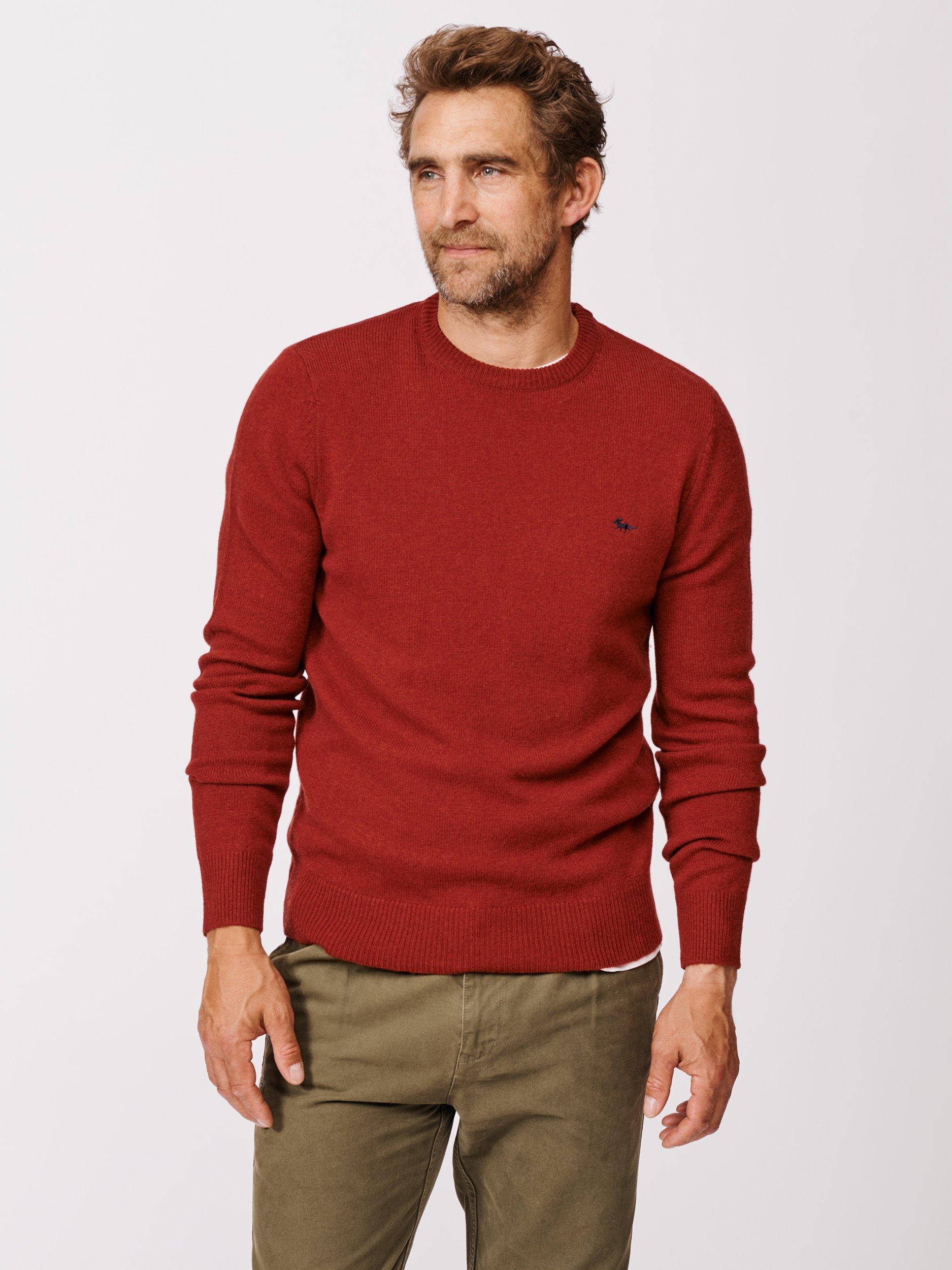 Product image 1 of 5, which shows Aubin Westbourne Crew Neck Merino Wool Jumper, Dark Rust, S