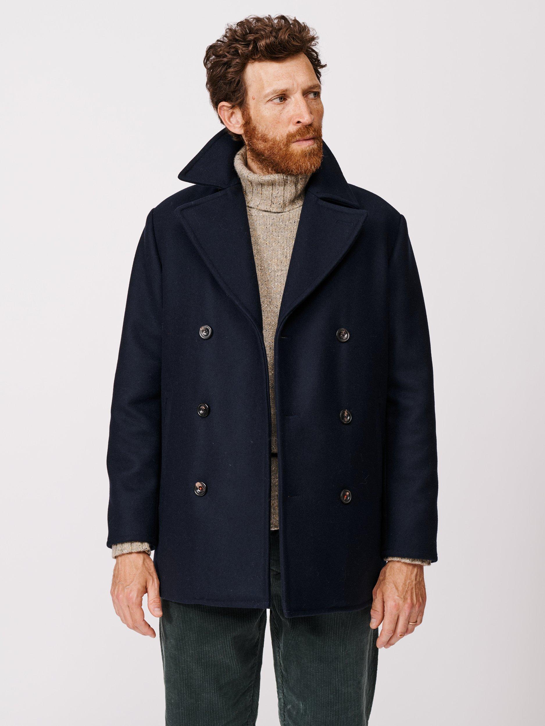 Product image 1 of 11, which shows Aubin Bridges Wool Short Peacoat, Navy, S