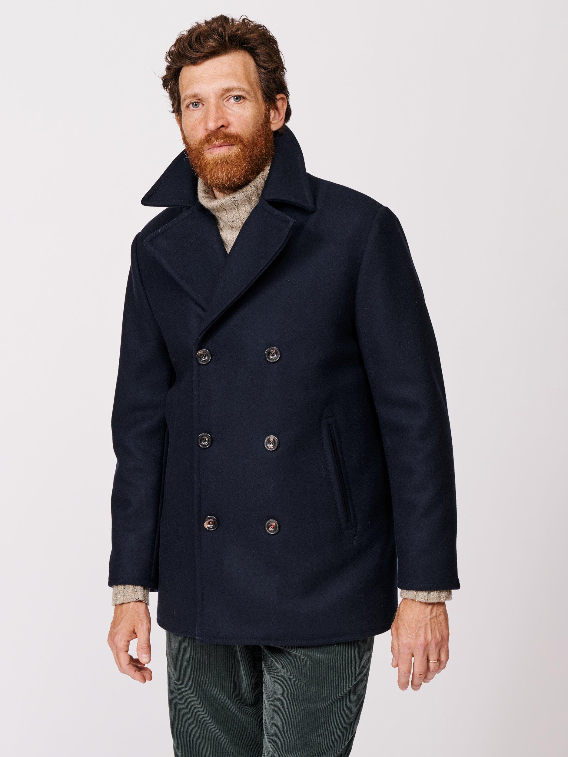 Product image 4 of 11, which shows Aubin Bridges Wool Short Peacoat, Navy, S