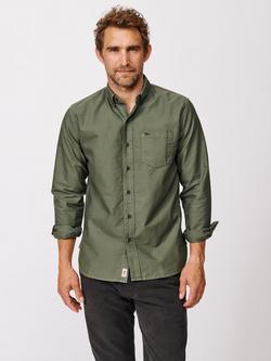 Aubin Aldridge Cotton Long Sleeve Collar Shirt, Dark Green