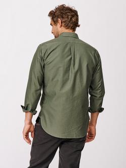 Aubin Aldridge Cotton Long Sleeve Collar Shirt - view 2, Dark Green