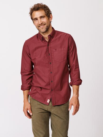 Aubin Aldridge Cotton Oxford Shirt, Port, Port