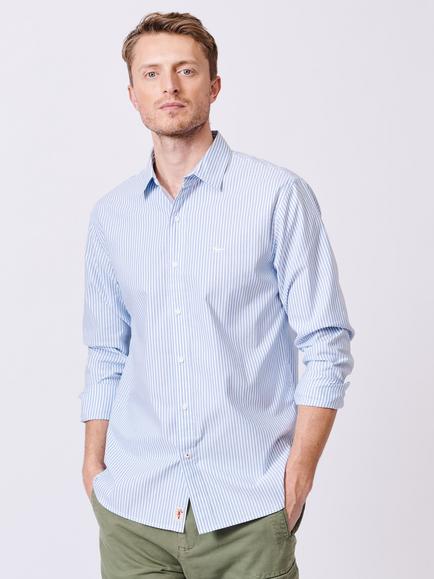 Aubin Chase Stripe Cotton Poplin Shirt, Blue, Blue