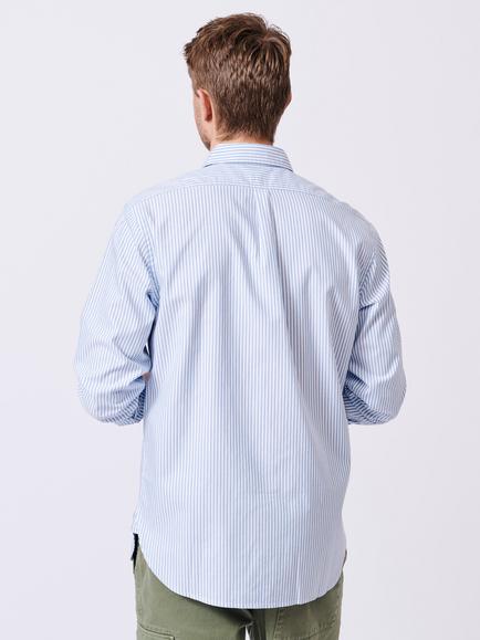 Aubin Chase Stripe Cotton Poplin Shirt, Blue - view 2, Blue