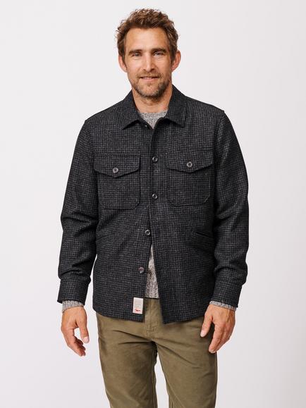 Aubin Bushfield Wool Regular Fit Check Overshirt, Charcoal, Charcoal