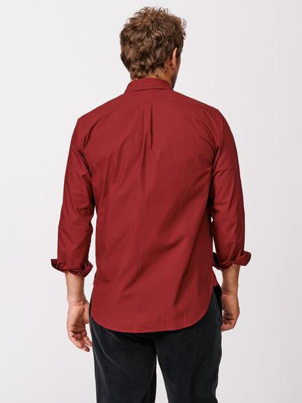 Aubin Chase Poplin Cotton Regular Fit Shirt - view 2, Bordeaux