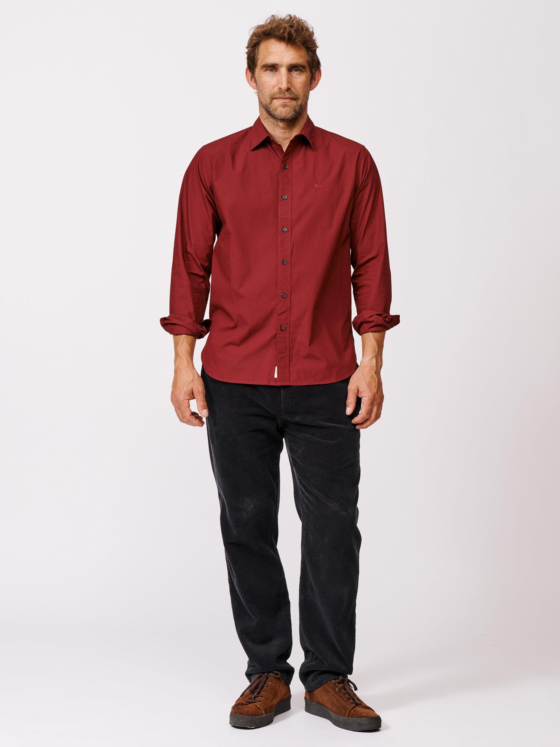 Product image 3 of 6, which shows Aubin Chase Poplin Cotton Regular Fit Shirt, Bordeaux, S