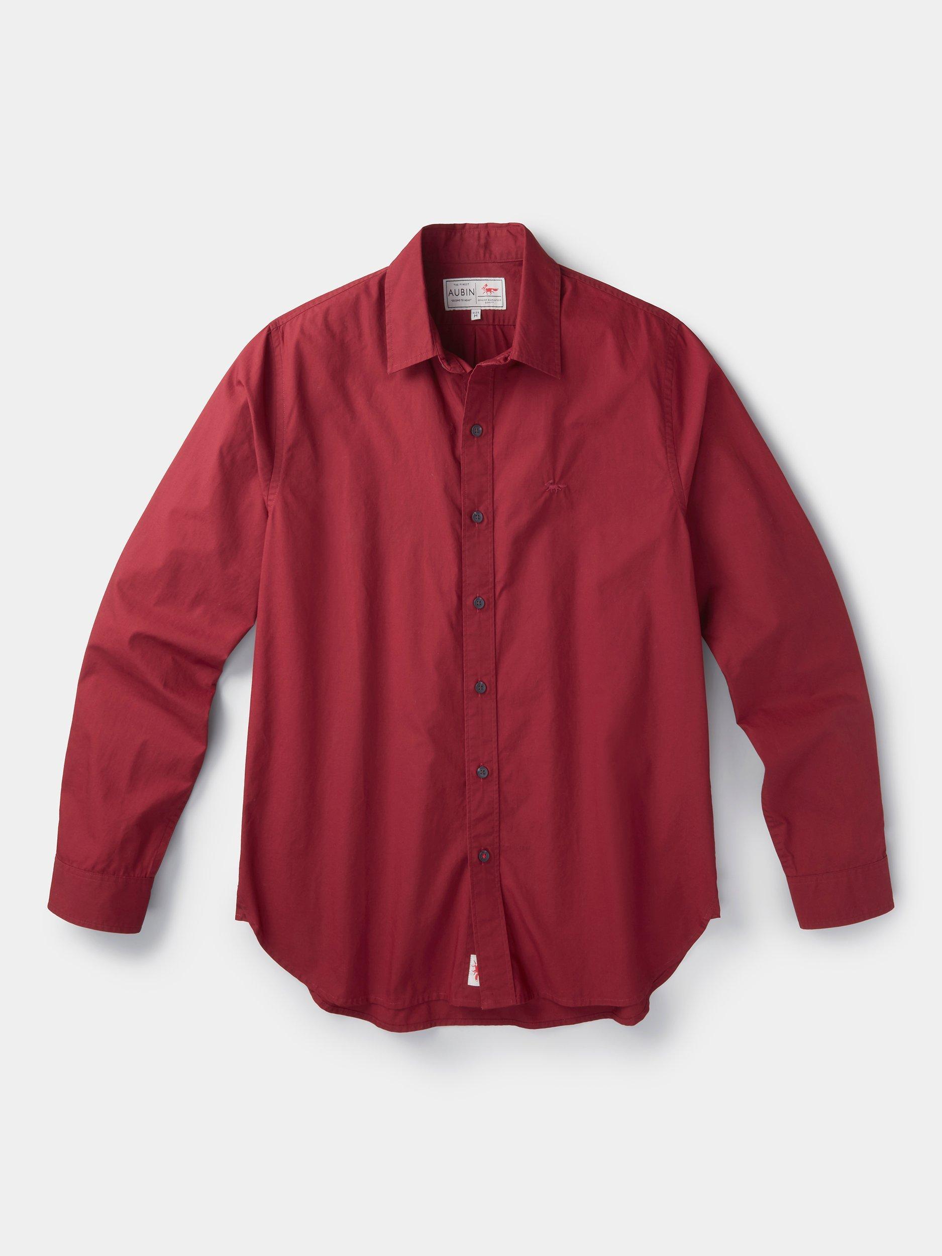 Product image 6 of 6, which shows Aubin Chase Poplin Cotton Regular Fit Shirt, Bordeaux, S