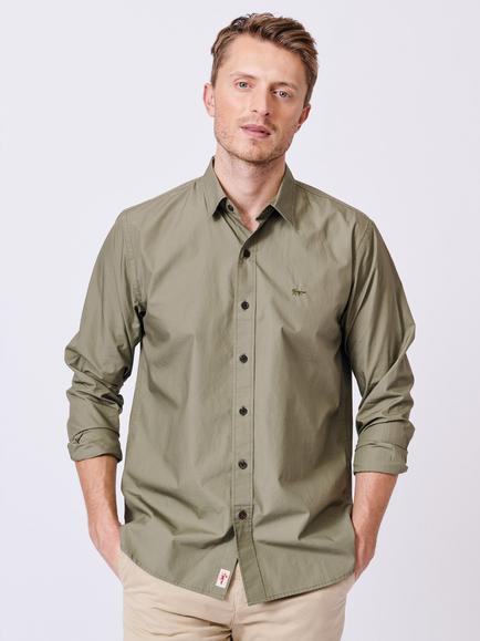 Aubin Chase Poplin Cotton Regular Fit Shirt, Khaki