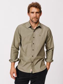 Aubin Chase Poplin Cotton Regular Fit Shirt, Light Khaki