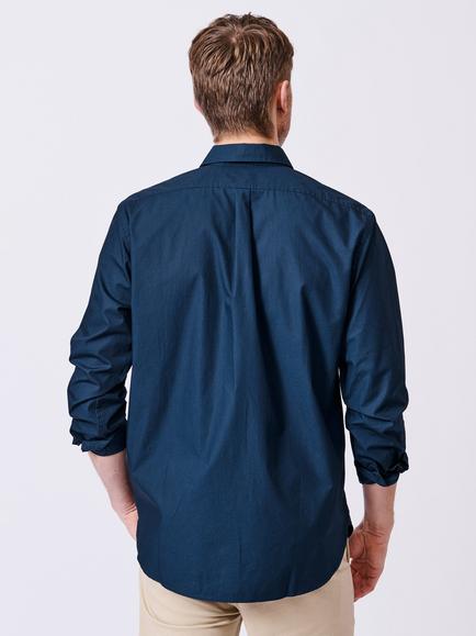 Aubin Chase Poplin Cotton Regular Fit Shirt - view 2, Navy