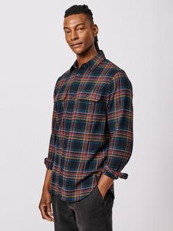 Aubin Crowle Cotton Check Long Sleeve Collar Shirt, Black