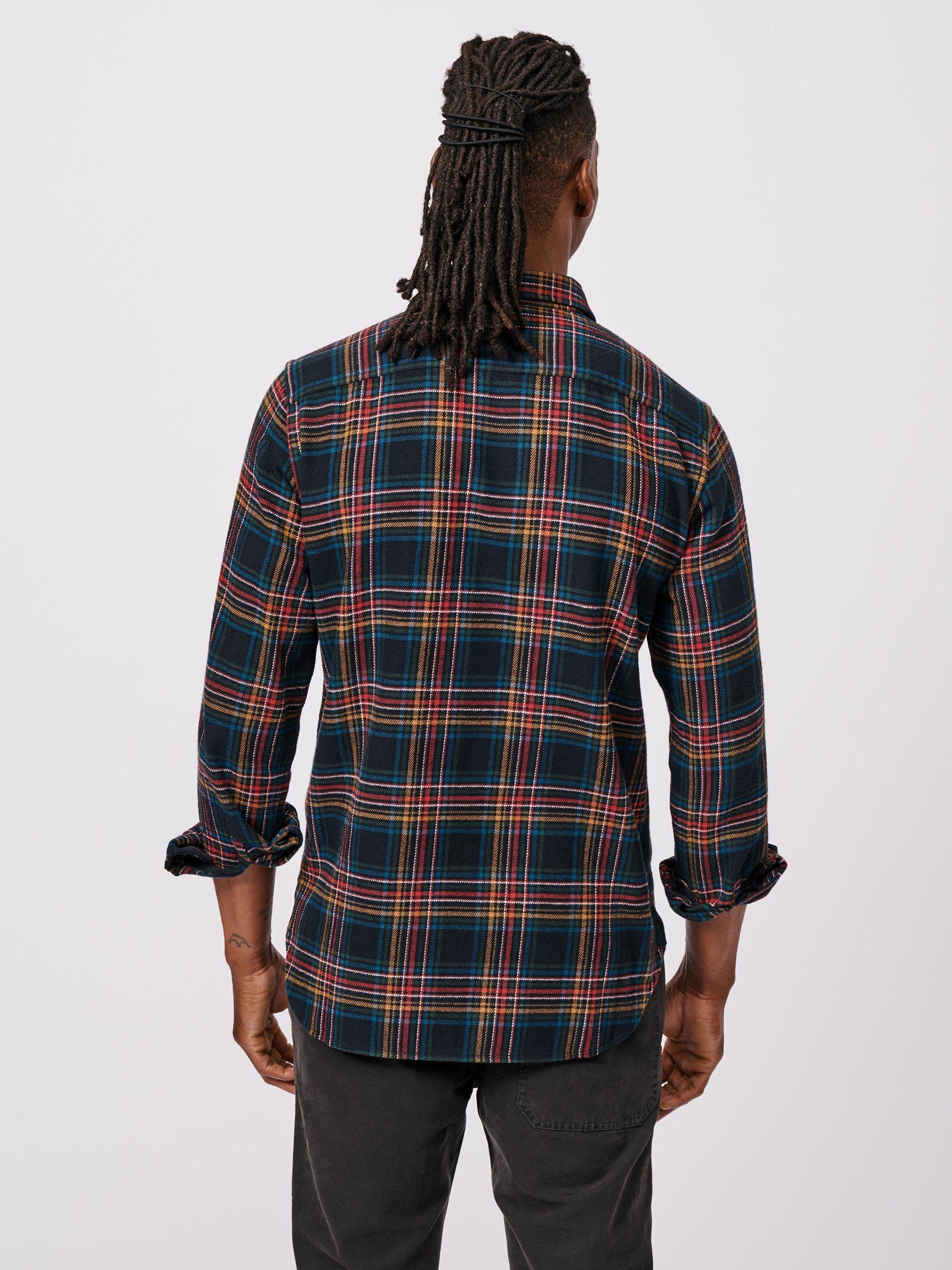 Product image 2 of 5, which shows Aubin Crowle Cotton Check Long Sleeve Collar Shirt, Black, S
