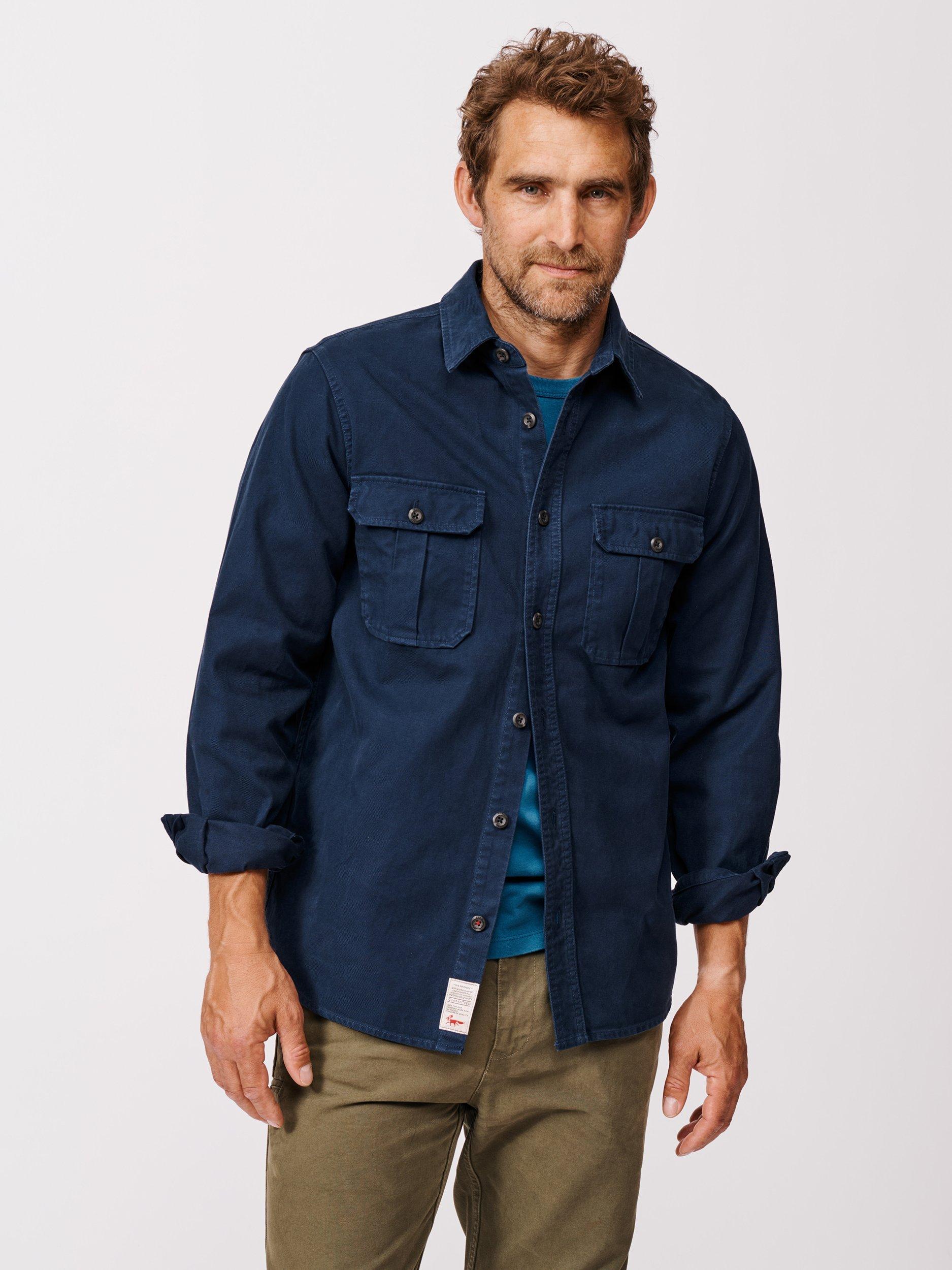 Product image 1 of 6, which shows Aubin Dovedale Cotton Overshirt, Navy, XL