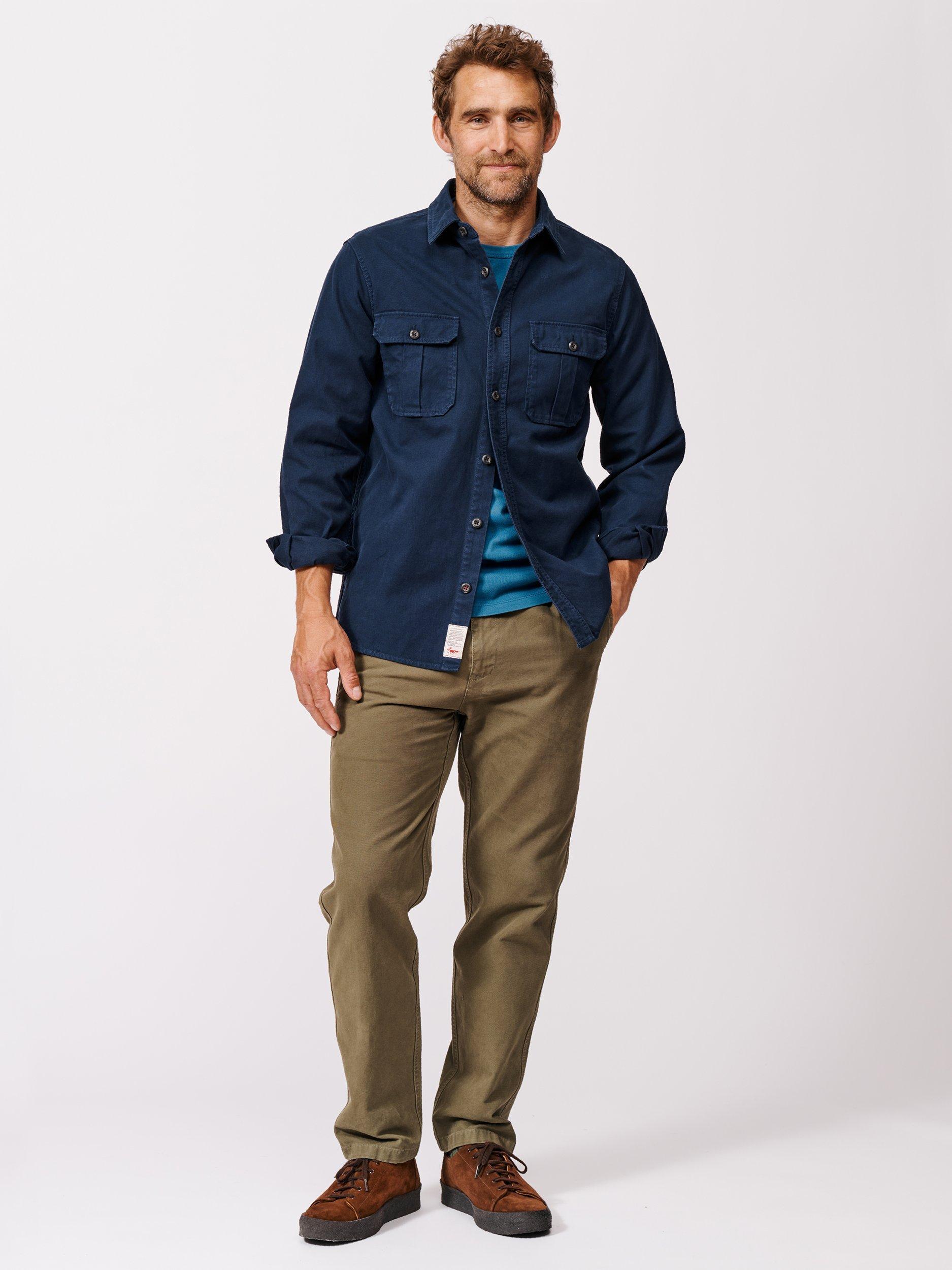 Product image 3 of 6, which shows Aubin Dovedale Cotton Overshirt, Navy, XL