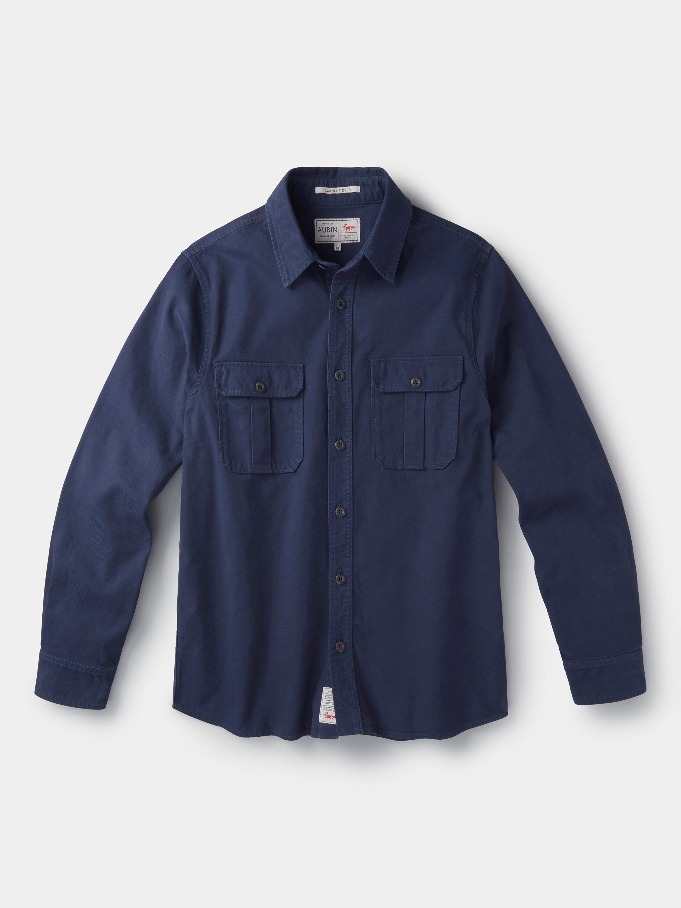 Product image 6 of 6, which shows Aubin Dovedale Cotton Overshirt, Navy, XL
