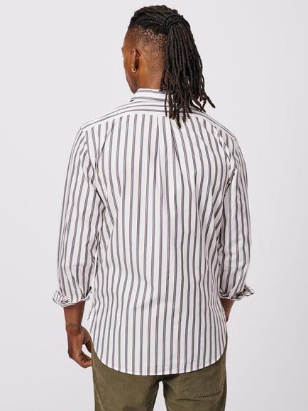 Aubin Gladstone Stripe Poplin Shirt, Navy/Port - view 2, Navy/Port