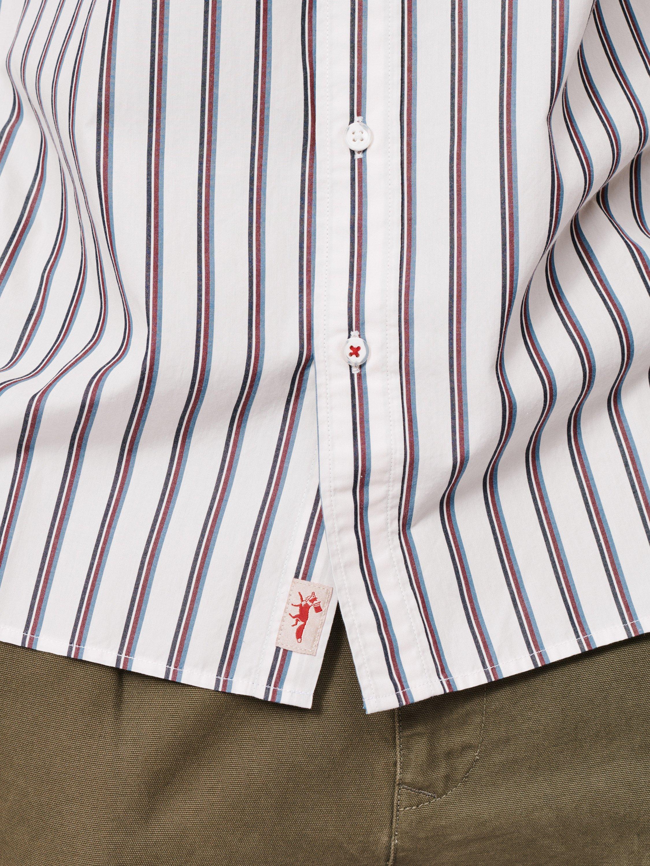 Product image 5 of 6, which shows Aubin Gladstone Stripe Poplin Shirt, Navy/Port, M